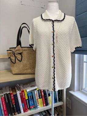 NWOT J.Crew Factory Short-Sleeve Crochet Cardigan